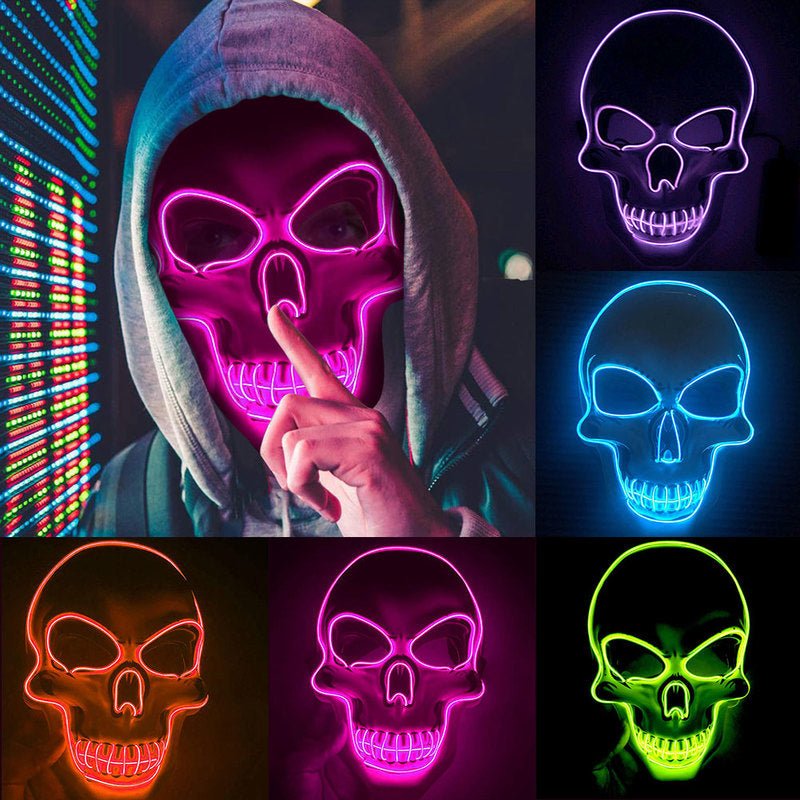 halloween 2023 skeleton mask led glow scary mask - 0